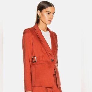 Veronica Beard Baltazar Dickey Linen Blend Clay Orange Blazer Jacket Size 6